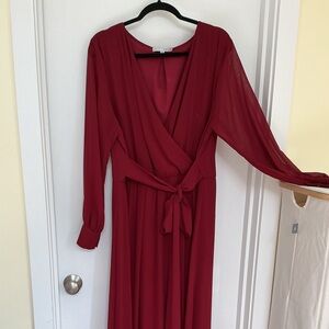 Baltic Born Elegant Long Sleeve Burgundy Dress
